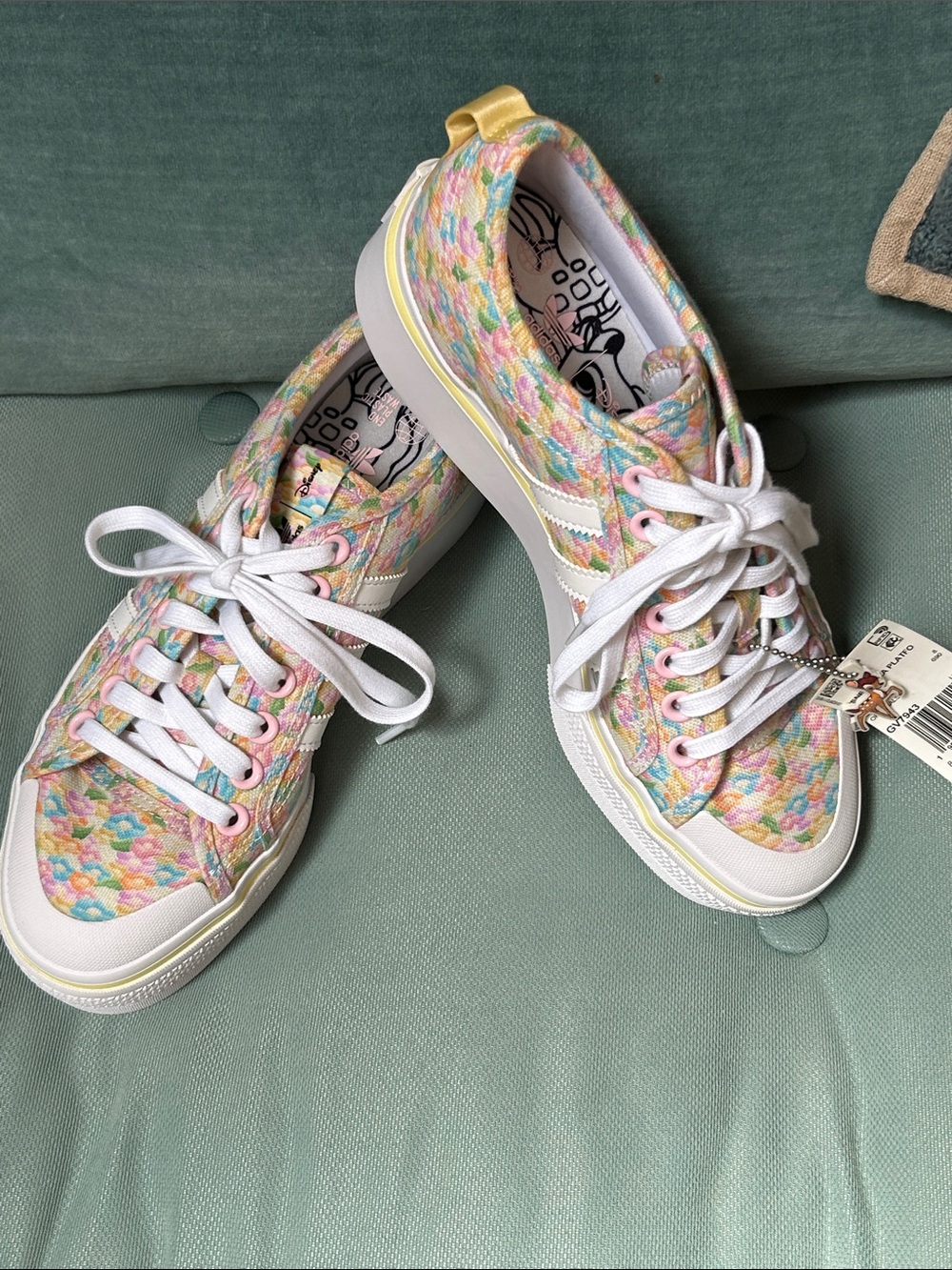 Disney Pastel Floral Canvas Sneakers in White & Multicolor - Picture 8 of 8